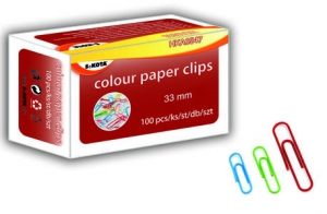 Spony kancelárske farebné 33 mm - 100 ks
