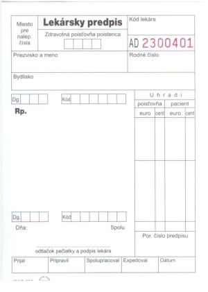 lekársky predpis/recept