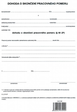 Dohoda o rozviazaní pracovného pomeru, IGAZ