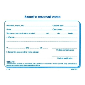 Žiadosť o pracovné voľno A6 100 listov, IGAZ