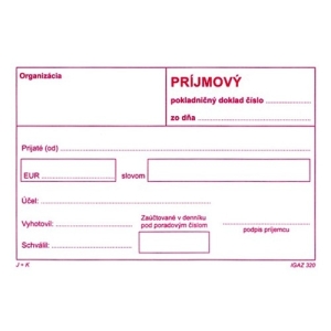 Príjmovy doklad bez DPH jednofarebný