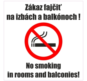Piktogram ZÁKAZ FAJČENIA NA IZBÁCH A BALKÓNOCH
